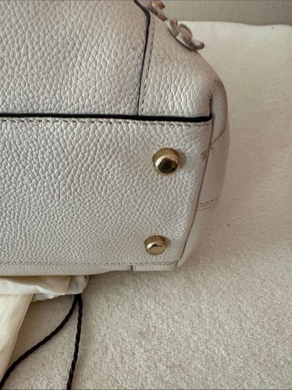 Coach White Pebbled Leather Hobo with Gold Floral Stud Accents - Picture 5 of 13
